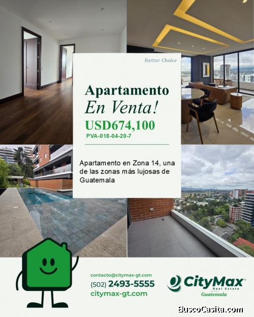 Exclusivo Apartamento en venta en Zona 14 Guatemala