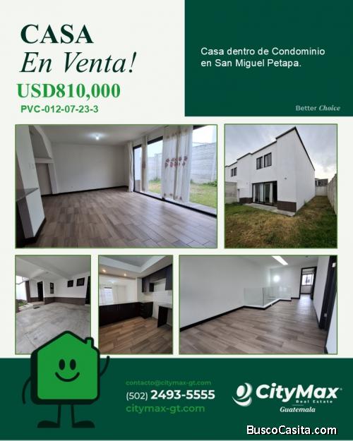 Casa en Venta dentro de Condominio en San Miguel Petapa
