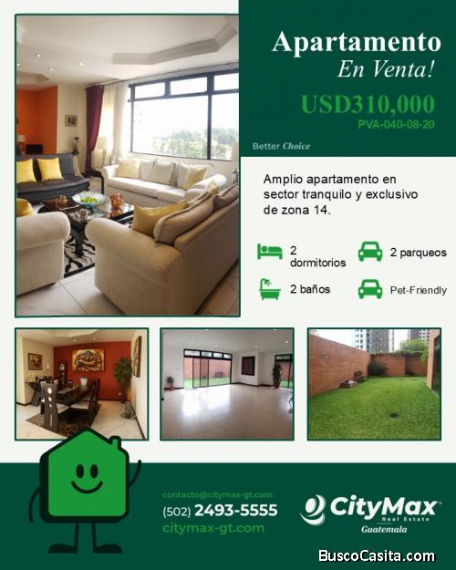 Apartamento Amplio en zona 14 Venta