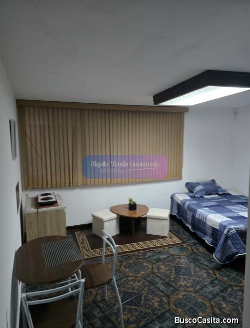 Apartamento Tipo Estudio Amoblado en Alquiler Zona 9, 1 Ambiente, 20 m2, Q2,050