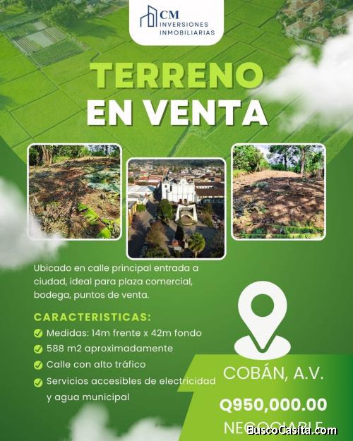 ¡Excelente Oportunidad de Inversión!! Terreno entrada a la ciudad de Cobán