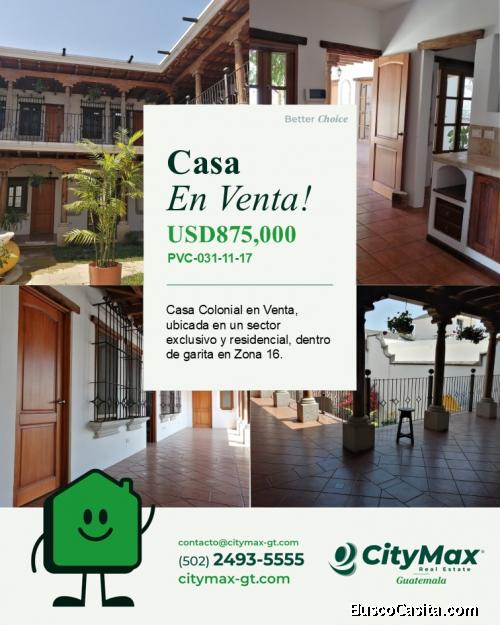 Casa Colonial en Venta en Zona 16