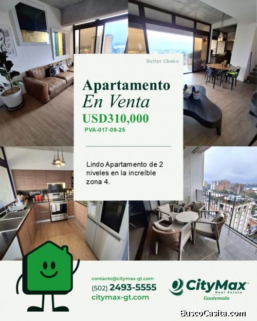 Apartamento en Venta en Zona 4 edificio Granat 4 Grados