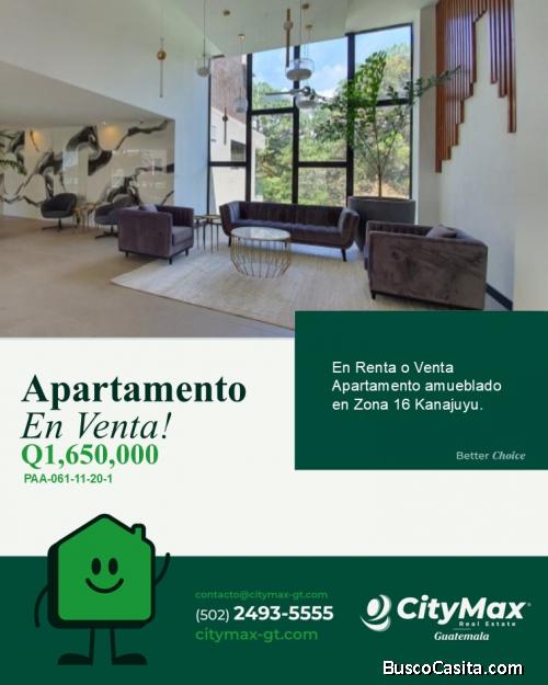 Apartamento Amueblado en Zona 16 de Kanajuyu