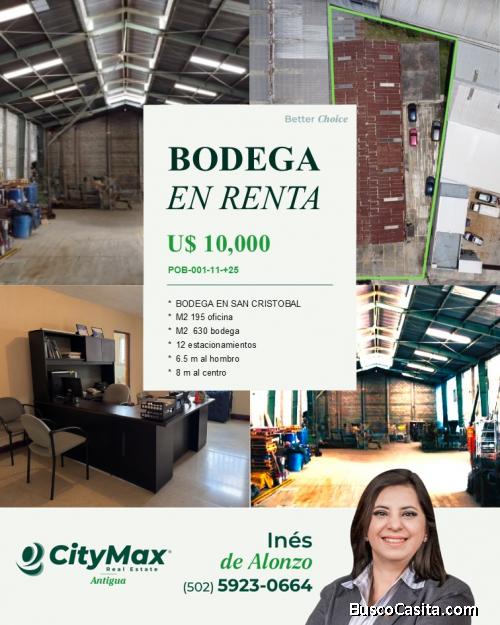 SE RENTA BODEGA EN SAN CRISTOBAL