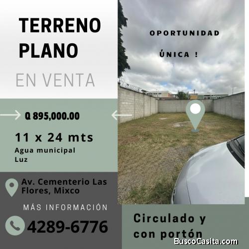Vendo terreno plano, en zona 7 de Mixco. Avenida al Cementerio las Flores 