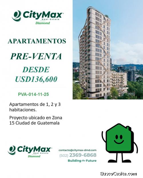 Apartamentos en Pre-Venta en Zona 15 Ciudad de Guatemala