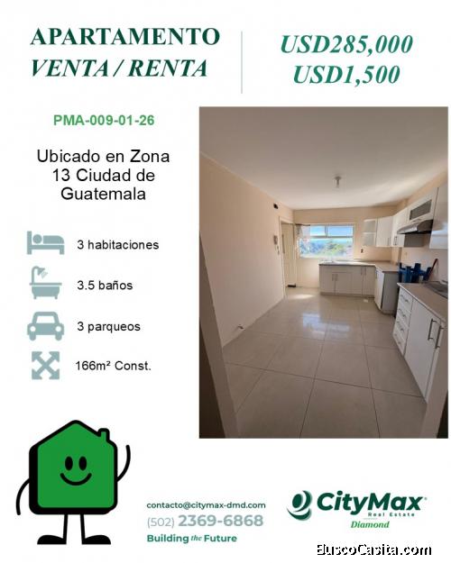 Apartamento en Renta y Venta en Zona 13 Ciudad de Guatemala