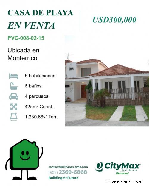 Casas Vacacional Amueblada en Venta en Monterrico