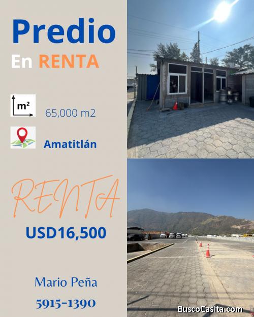 Terreno o predio en renta en Amatitlán