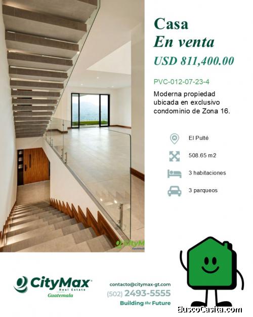 En venta Lujosa Casa en la zona 16 El Pulte