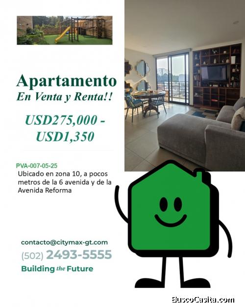 Apartamento disponible en Zona 10: Venta o Renta