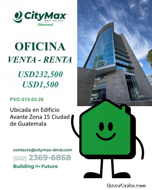 Oficina en Venta y Renta en Edificio Avante Zona 15 Ciudad de Guatemala