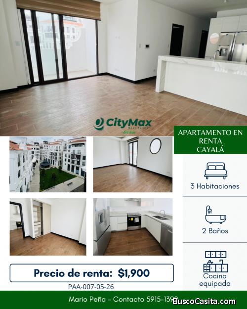 Apartamento en renta para estrenar en Cayalá