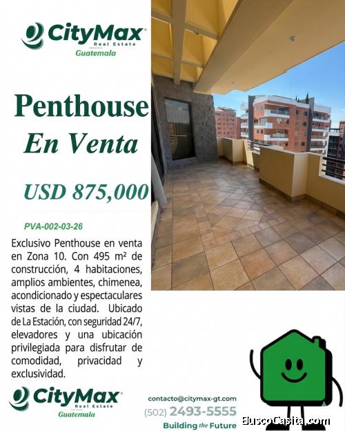 Penthouse en Venta zona 10 cerca de La Estación