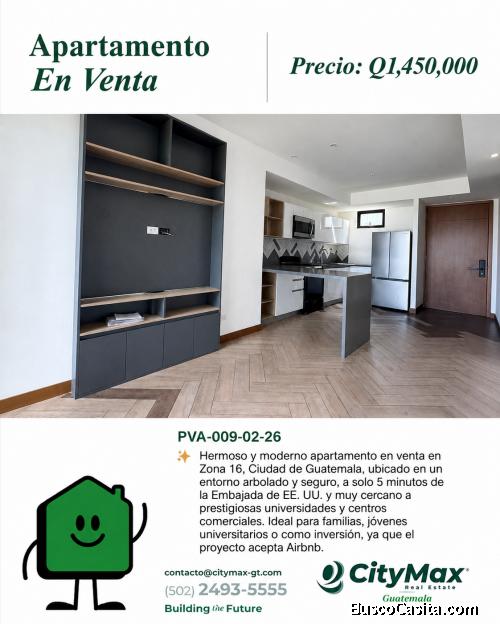 Venta de apartamento en zona 16 kanajuyu
