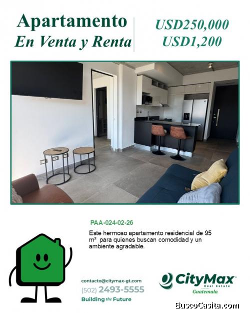 Apartamento en renta en zona 16 Shift