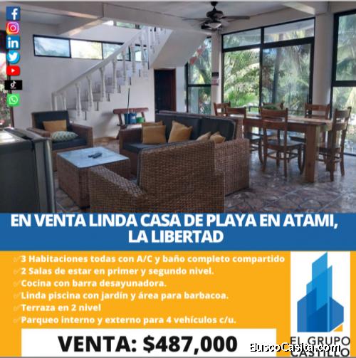 EN VENTA LINDA CASA DE PLAYA EN ATAMI, LA LIBERTAD