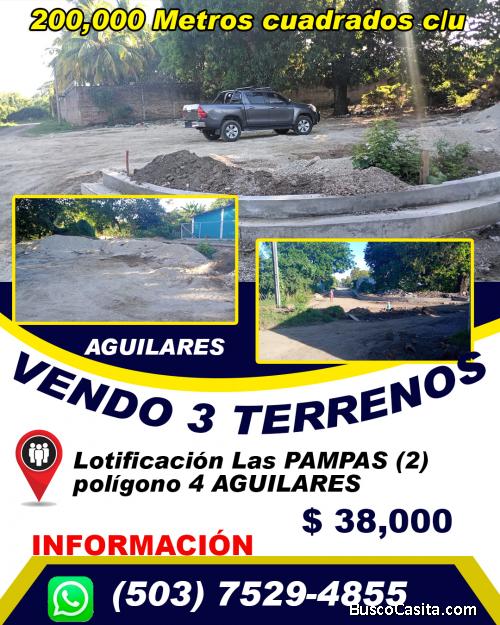 Vendo tres terrenos precio en oferta (área de 210 cu metros cuadrados cada uno