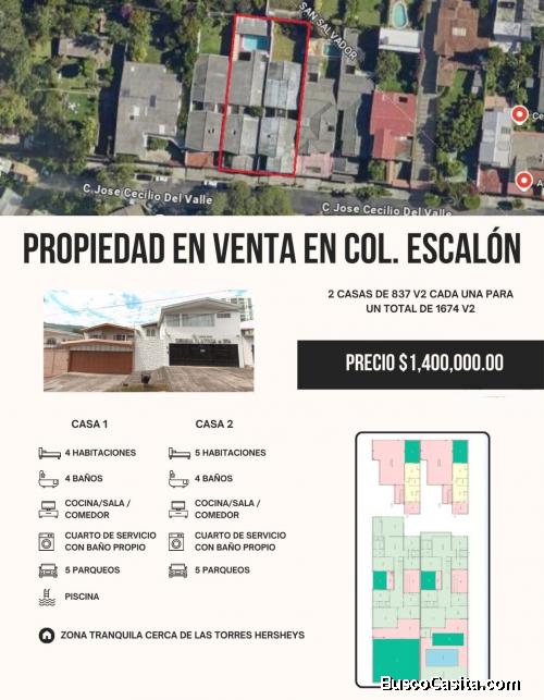 VENTA DE 2 CASAS EN COL ESCALON