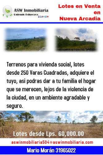 Pre Venta de Lotes de Tierra en Nueva Arcadia para Vivienda Social