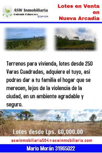 Venta de Lotes FINANCIADOS en Nueva Arcadia, Santa Ana