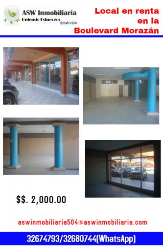 Se Renta Local Comercial en el Boulevard Morazán, Tegucigalpa