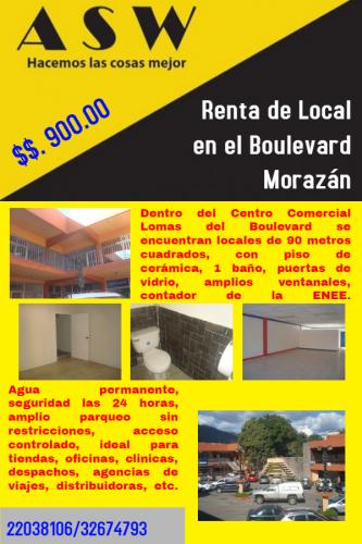 Locales a 900.00 $$ en el Boulevard Morazán