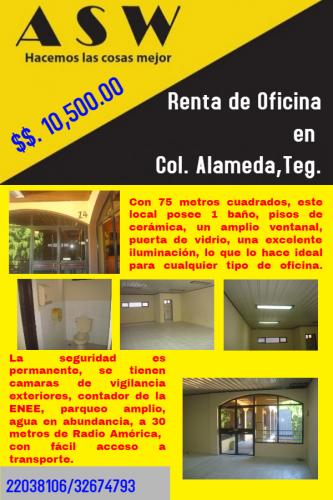 Renta de Local para oficina en Col. Alameda a Lps. 10,500.00