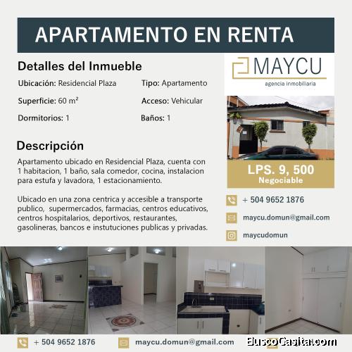 APARTAMENTO EN RENTA RESIDENCIAL PLAZA LPS. 9500 NEGOCIABLE