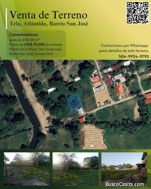Venta De Lote De 650.38 M² En Barrio San José, Tela, Atlántida