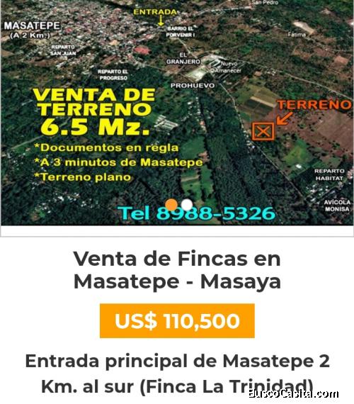 6.5 manzanas en Masatepe