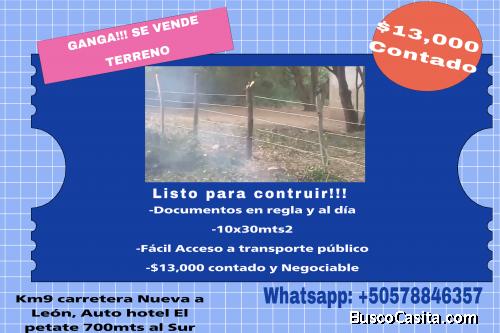 Ganga!!! Se vende Terreno listo para contruir de contado y Negociable
