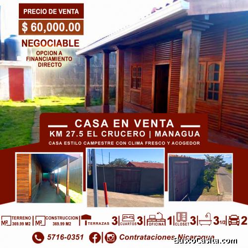 Se vende hermosa casa en Km 27.5 carretera El crucero