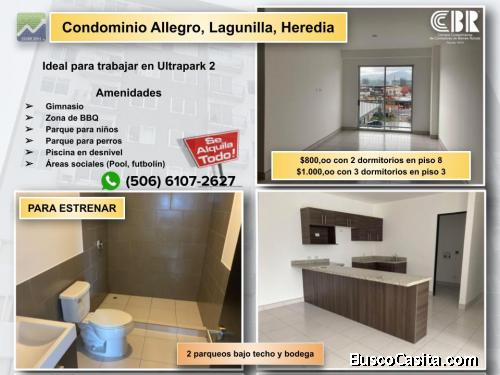 Se Alquila apartamento. Condominio Allegro, Lagunilla de Heredia