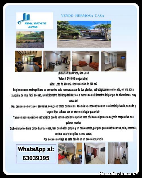 SE VENDE BELLA Y LUJOSA CASA EN LA URUCA, SAN JOSÉ.