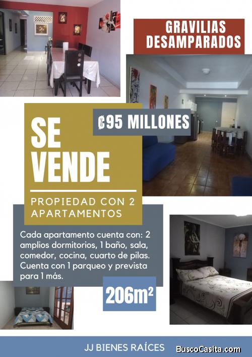 Vendo Propiedad con dos Apartamentos en Gravilias, Desamparados 