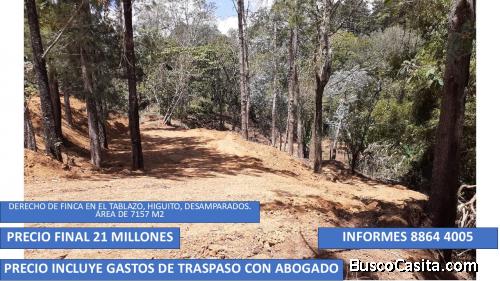 Derecho de finca en el Cerro El Tablazo, Higuito, Desamparados