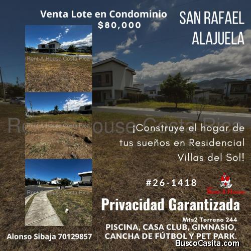 Residencial Villas del Sol! San Rafael, Alajuela Venta Lote