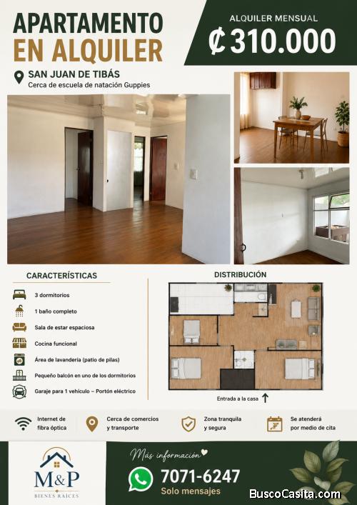 Casa de aqluiler segunda planta en Tibas