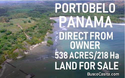 Portobelo Terreno 218Ha y 2 Km de playas Caribe directo de Propietario