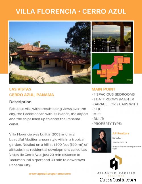 Se Vende Fabulosa Villa en las faldas de Cerro Azul Villa Florencia