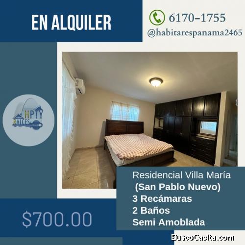 Se Alquila casa SEMI AMOBLADA en David, San Pablo