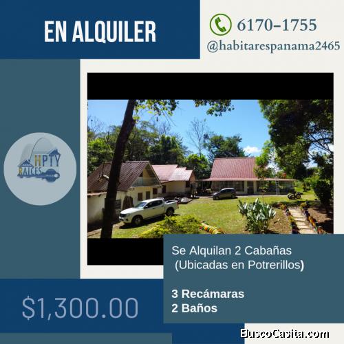 SE ALQUILA 2 CABAÑAS AMOBLADAS UBICADAS EN POTRERILLOS