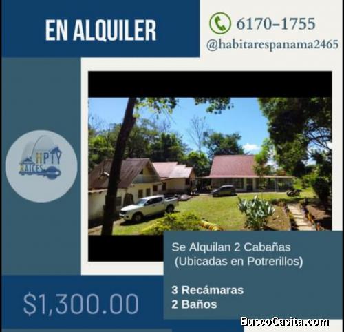 SE ALQUILA 2 CABAÑAS AMOBLADAS UBICADAS EN POTRERILLOS