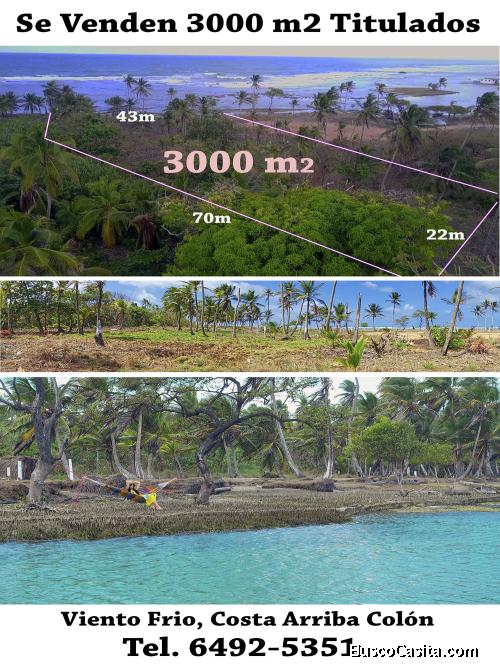 3000 m2 frente al mar Caribe, titulado