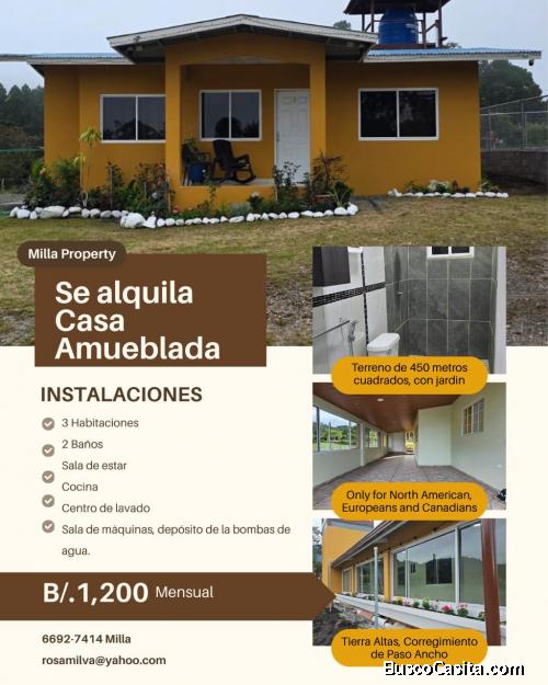 Alquiler de Casa en Tierra Altas- Paso Ancho 