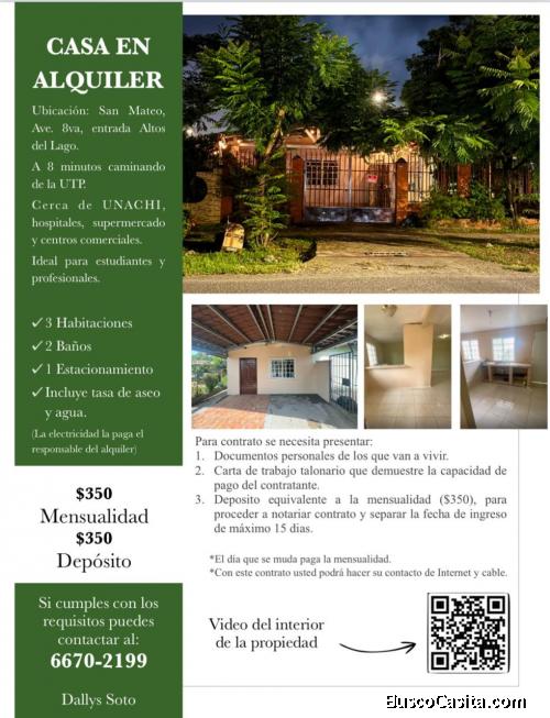 Duplex en Alquiler en David Chiriqui.