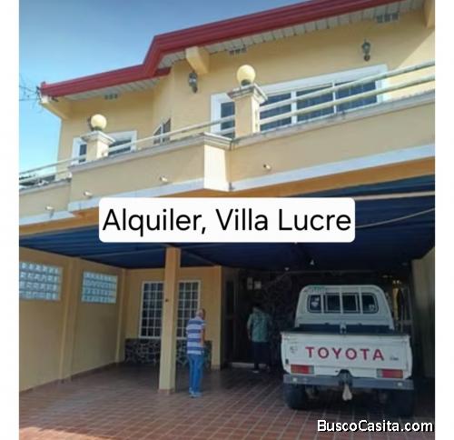 Alquiler de hermosa casa dos niveles en Villa Lucre