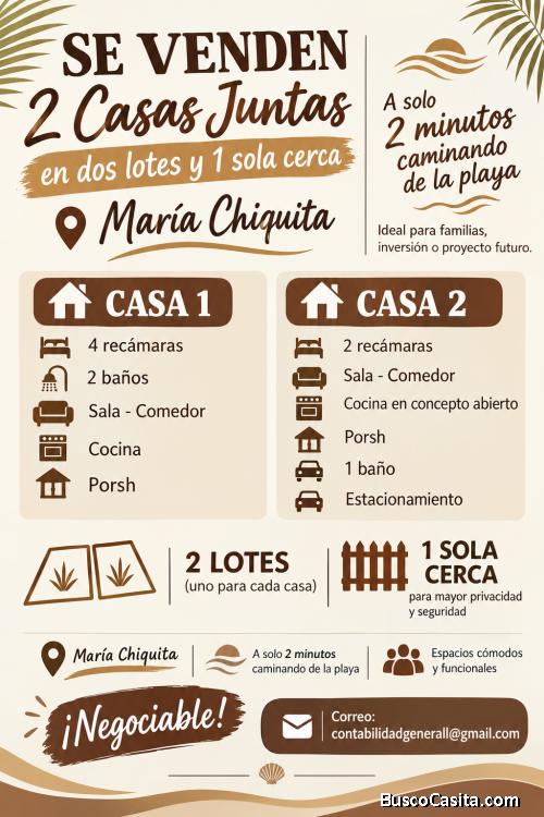 GANGA.....2 CASAS...2 LOTES....Y ...1...CERCA